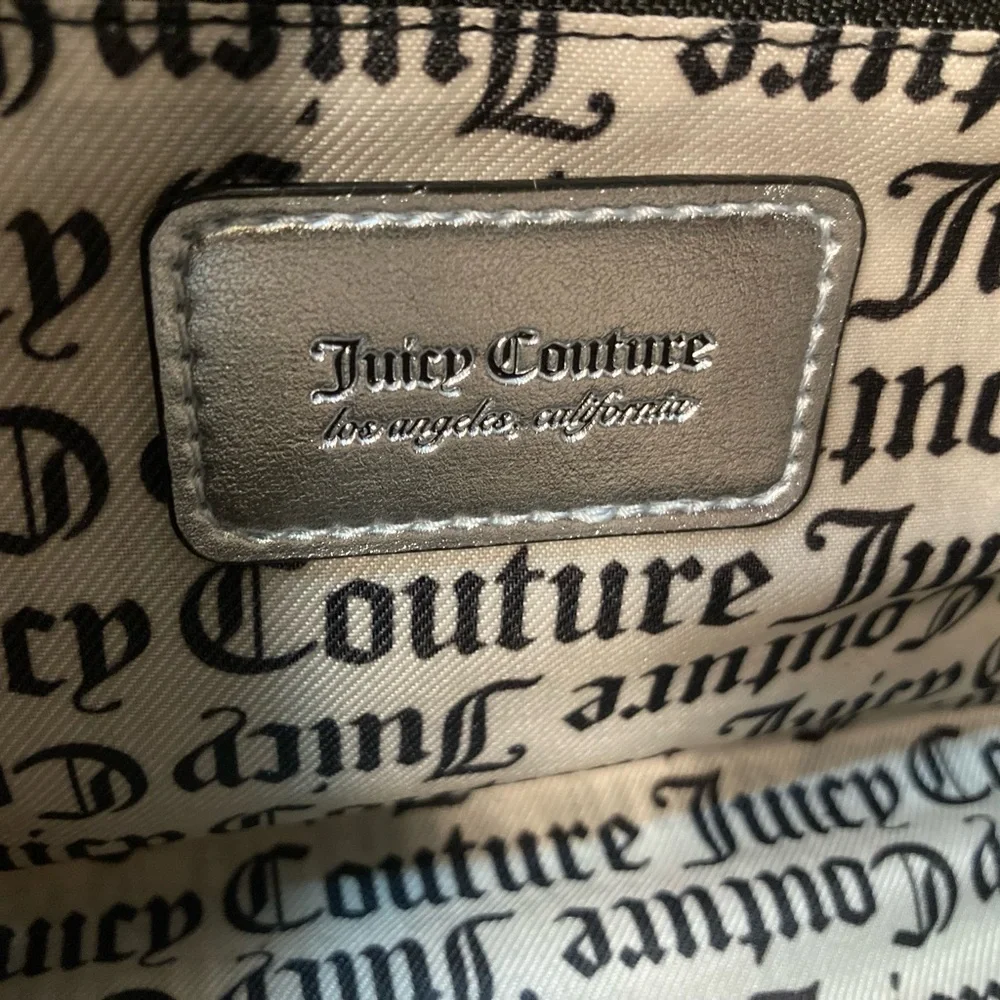Juicy Couture Black & Silver Velvet Tote Bag – 9” Length x 8” Height